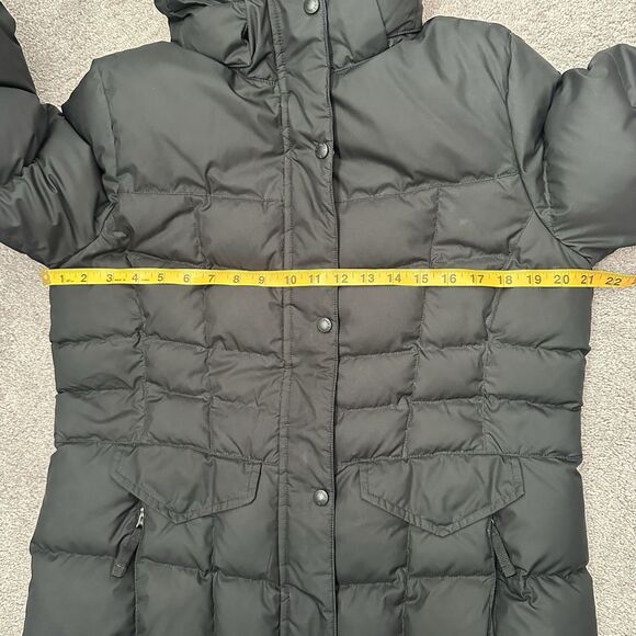 L.L. Bean Women’s M Down Parka Coat Quilted Black Hooded Winter Long Minimalist - Picture 14 of 14